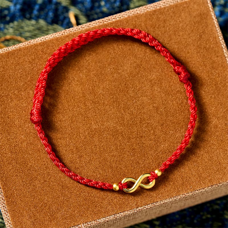 Infinity Charm Brass Red String Adjustable Protection Bracelet