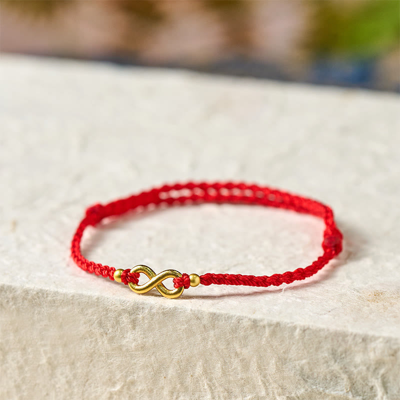 Infinity Charm Brass Red String Adjustable Protection Bracelet