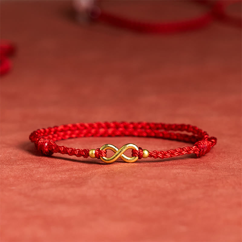 Infinity Charm Brass Red String Adjustable Protection Bracelet