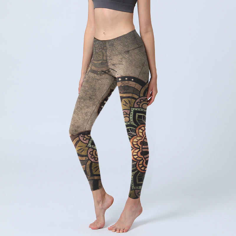 Mandala Print Design Gym Leggings Women's Yoga Pants