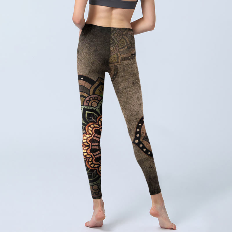 Mandala Print Design Gym Leggings Women's Yoga Pants