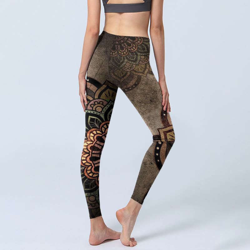 Mandala Print Design Gym Leggings Women's Yoga Pants
