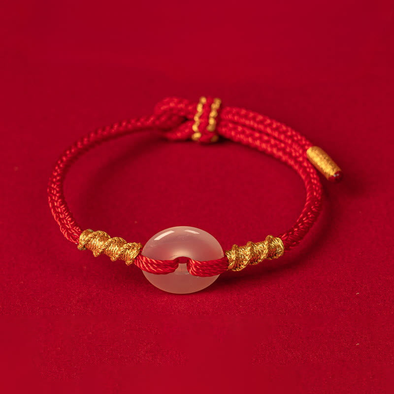 White Chalcedony Peace Buckle Connection Rope Knot Bracelet