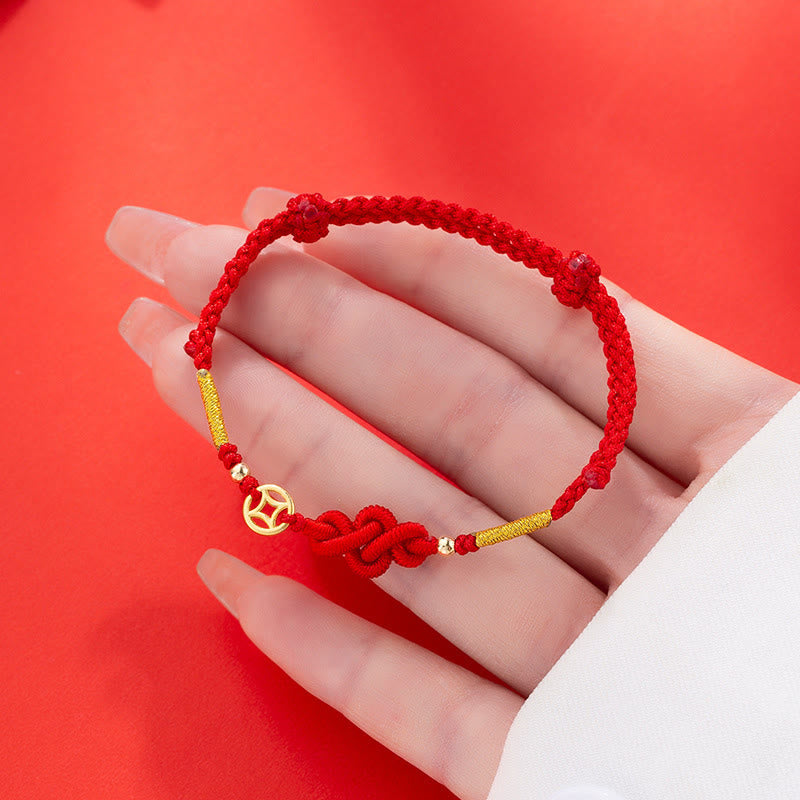 Ruyi Knot Copper Coin Braided Protection Bracelet