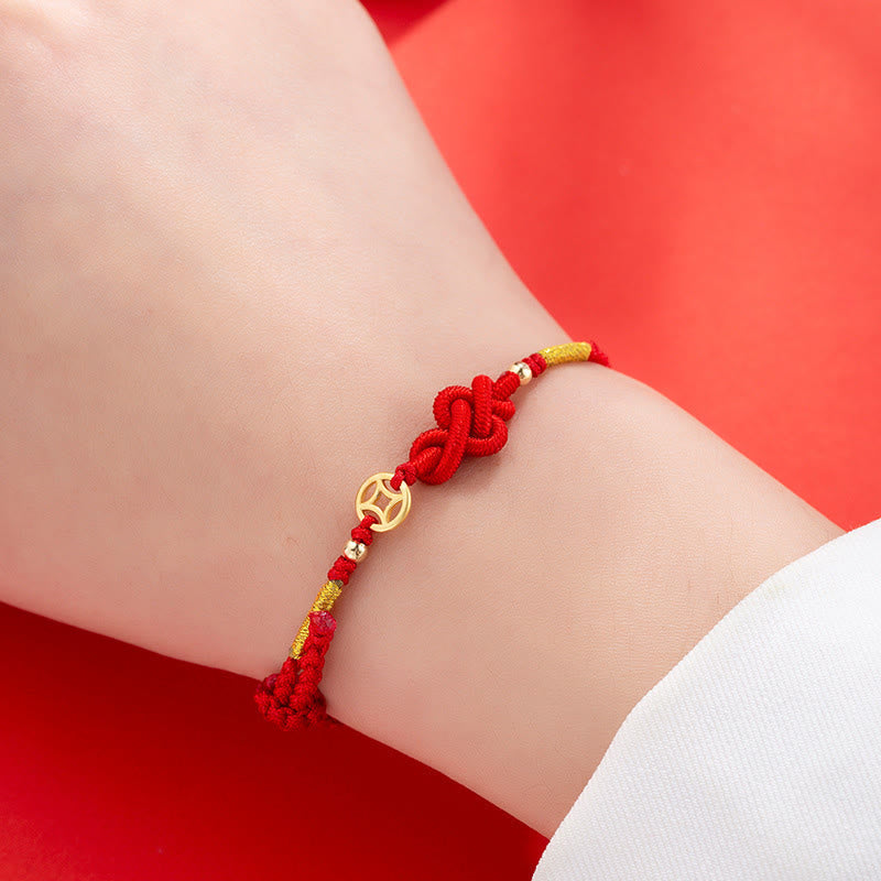 Ruyi Knot Copper Coin Braided Protection Bracelet