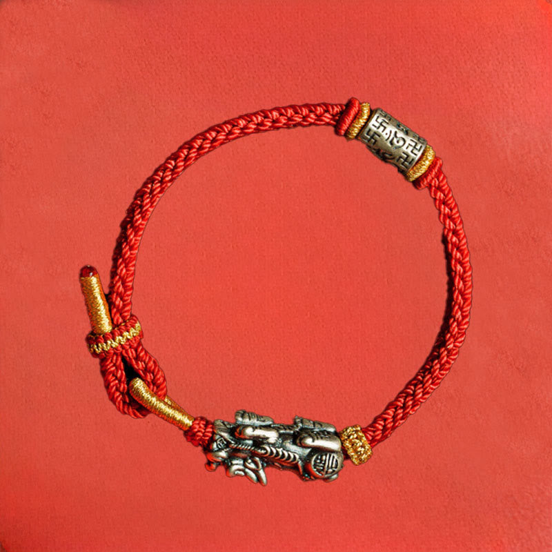 925 Sterling Silver Pixiu Om Mani Padme Hum Protection String Bracelet