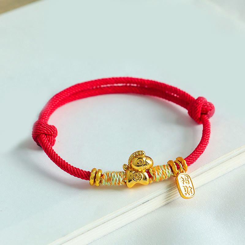 Year Of The Horse Red String Black String Lucky Fortune Charm Braided Connection Bracelet