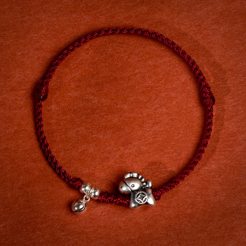 999 Sterling Silver Year Of The Horse 925 Sterling Silver Bell String Luck Child Adult Bracelet Anklet
