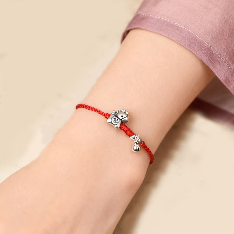 999 Sterling Silver Year Of The Horse 925 Sterling Silver Bell String Luck Child Adult Bracelet Anklet