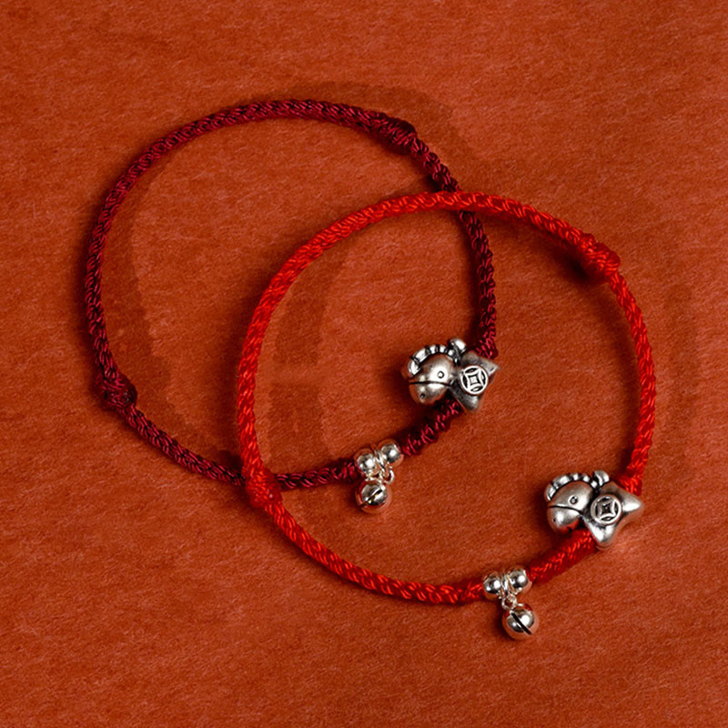 999 Sterling Silver Year Of The Horse 925 Sterling Silver Bell String Luck Child Adult Bracelet Anklet