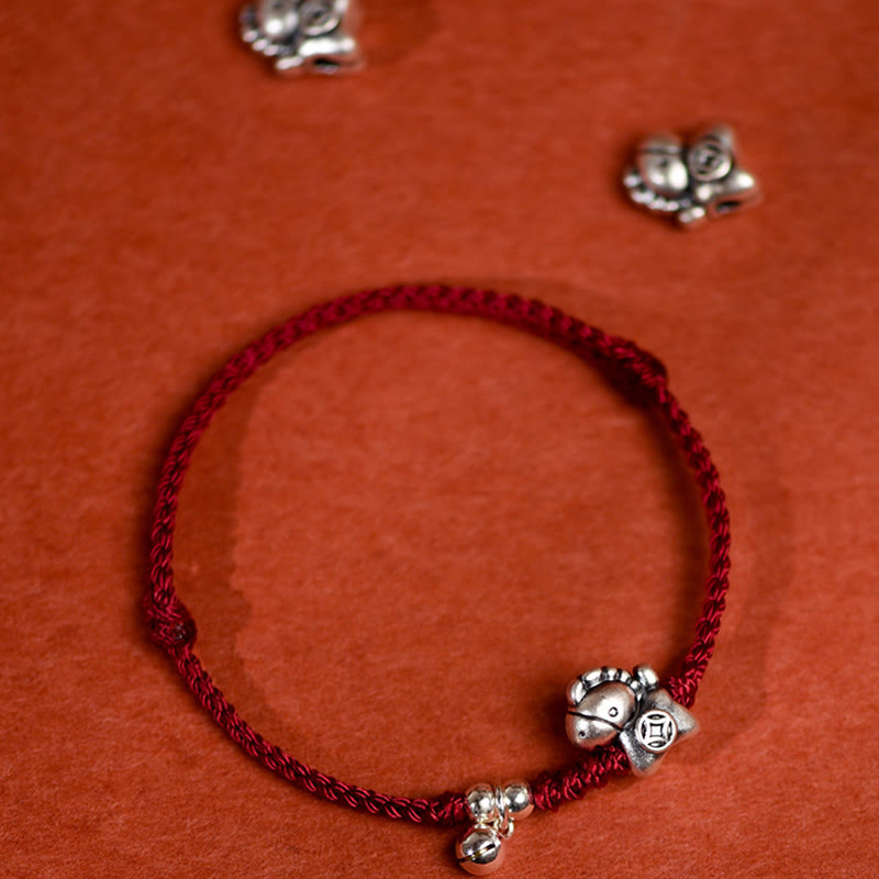 999 Sterling Silver Year Of The Horse 925 Sterling Silver Bell String Luck Child Adult Bracelet Anklet
