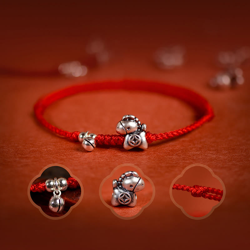 999 Sterling Silver Year Of The Horse 925 Sterling Silver Bell String Luck Child Adult Bracelet Anklet