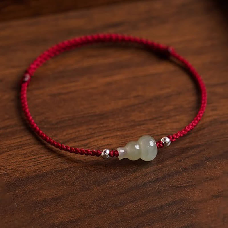 Gourd Hetian Jade Red String Prosperity Bracelet Anklet