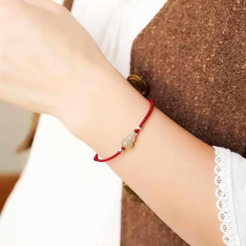 Gourd Hetian Jade Red String Prosperity Bracelet Anklet