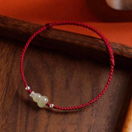 Gourd Hetian Jade Red String Prosperity Bracelet Anklet
