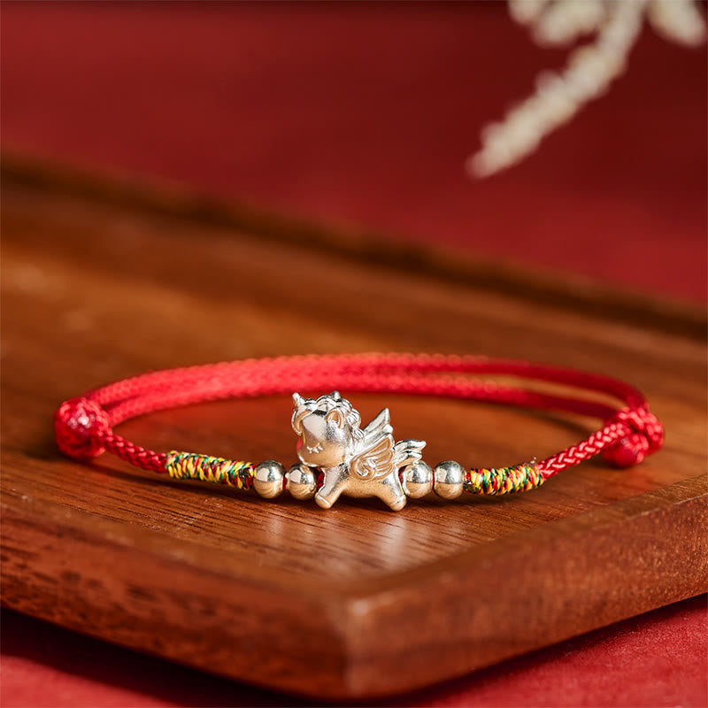925 Sterling Silver Year Of The Horse Prosperity String Bracelet