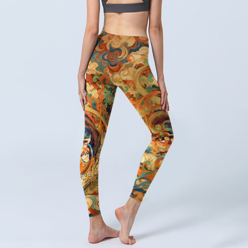 Gorgeous Fairy Cloud Pattern Print Gym Leggings Women's Yoga Pants