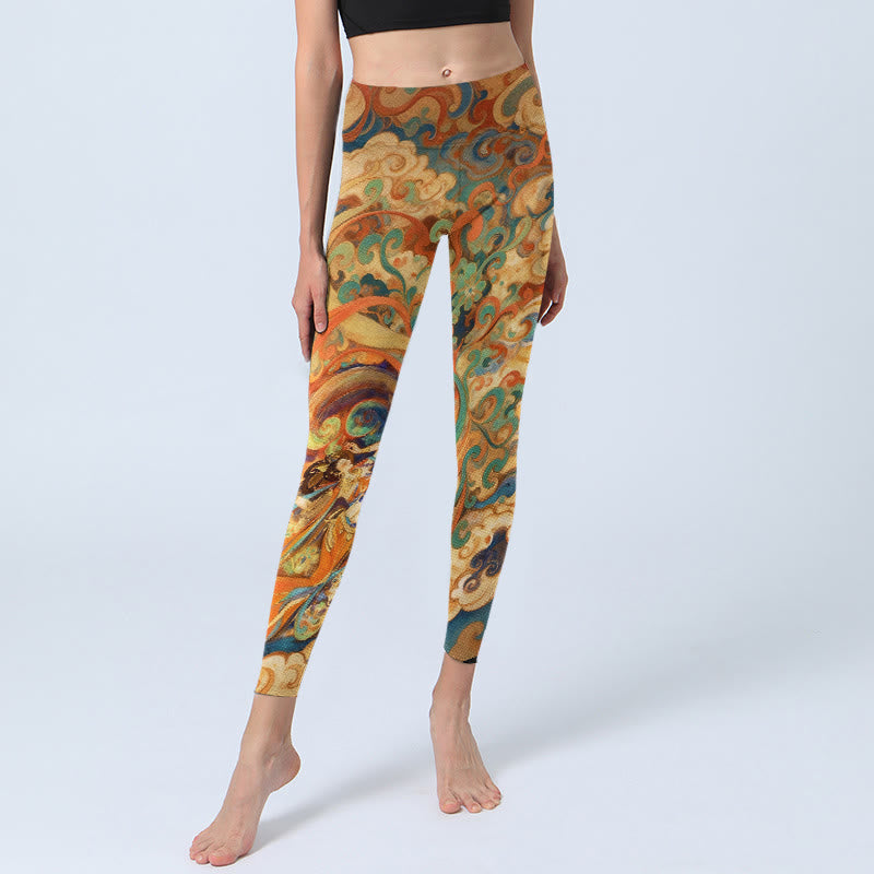 Gorgeous Fairy Cloud Pattern Print Gym Leggings Women's Yoga Pants