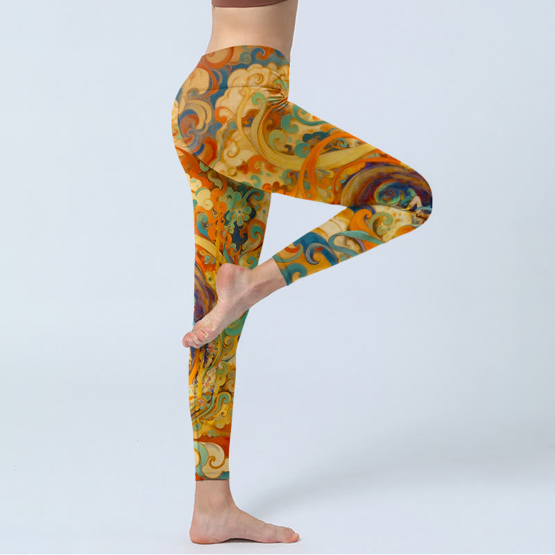 Gorgeous Fairy Cloud Pattern Print Gym Leggings Women's Yoga Pants
