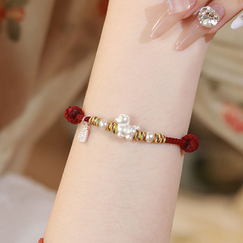999 Sterling Silver Year Of The Horse Freedom Manually Made String Bracelet