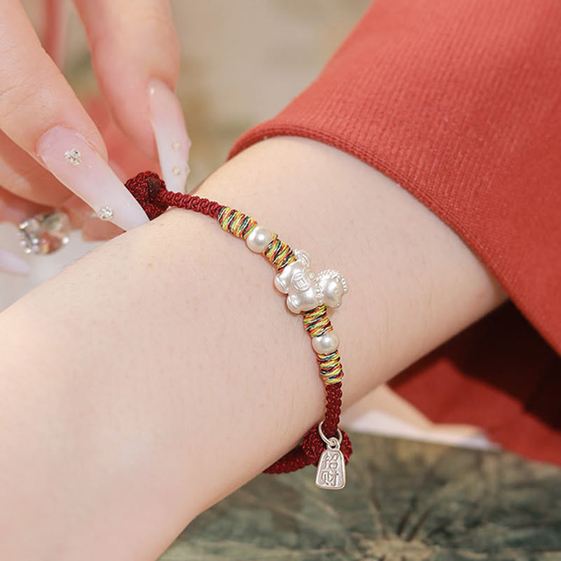999 Sterling Silver Year Of The Horse Freedom Manually Made String Bracelet