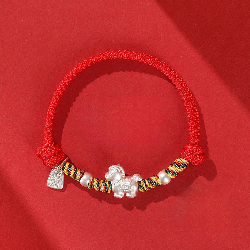 999 Sterling Silver Year Of The Horse Freedom Manually Made String Bracelet