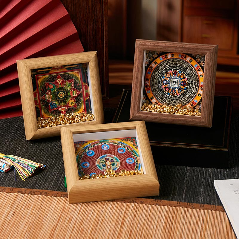 Tibetan Om Mani Padme Hum Golden Ingot Thangka Photo Frame Ornament Home Decor
