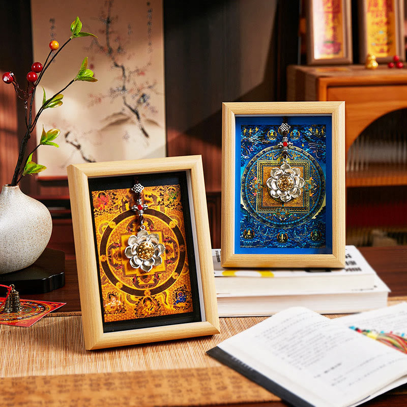 Lotus Golden Ingot Thangka Photo Frame Ornament Home Decor