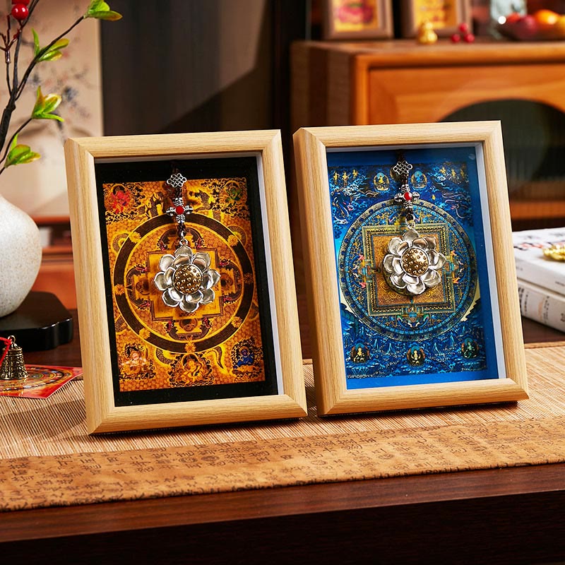 Lotus Golden Ingot Thangka Photo Frame Ornament Home Decor