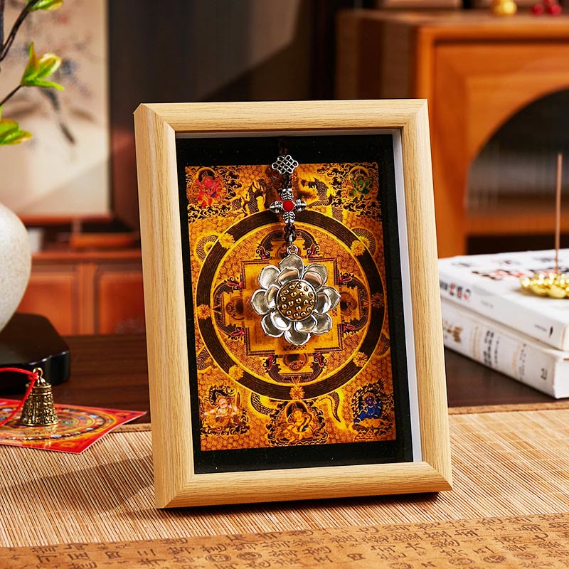 Lotus Golden Ingot Thangka Photo Frame Ornament Home Decor