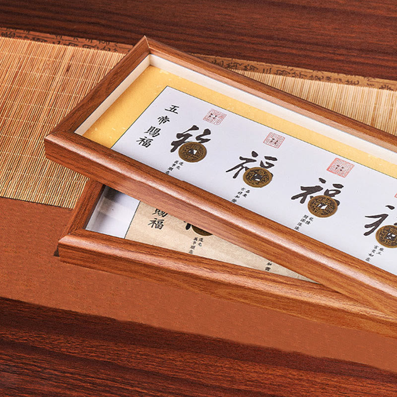 Fu Character Five-Emperor Coins Lucky Fortune Photo Frame Ornament Home Decor