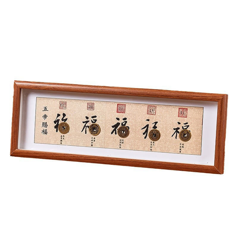 Fu Character Five-Emperor Coins Lucky Fortune Photo Frame Ornament Home Decor