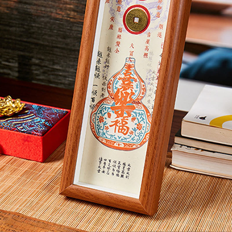 Fu Character Gourd Copper Coins Photo Frame Ornament Home Decor