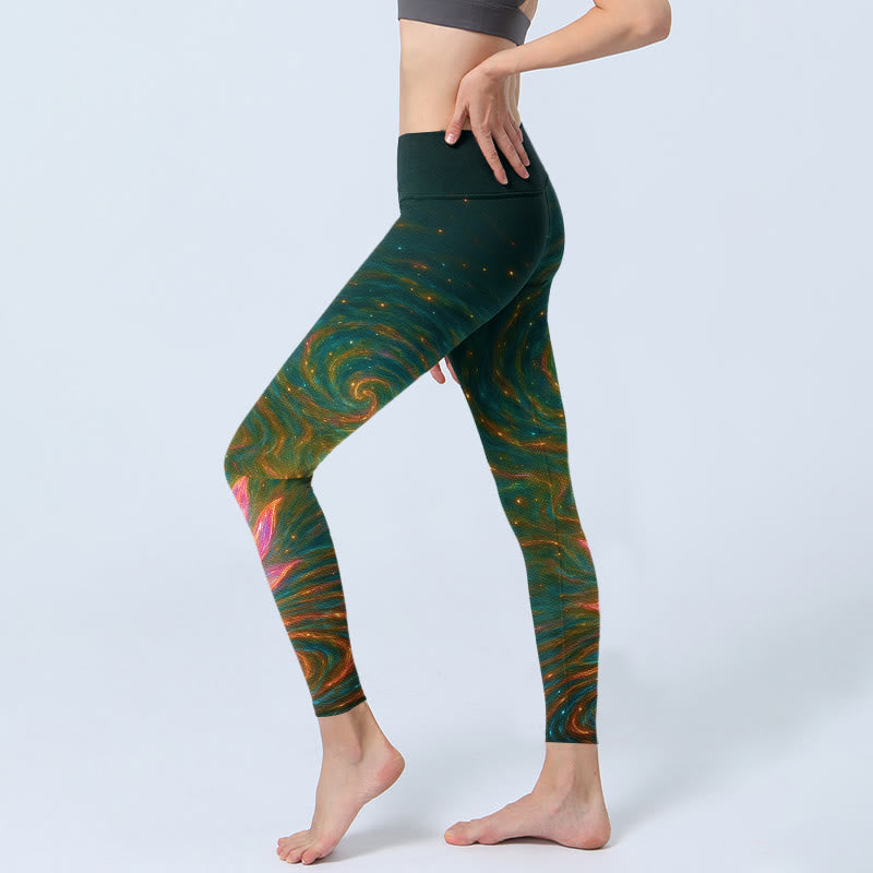 Gorgeous Lotus Water Ripples Pattern Print Gym Leggings Women's Yoga Pants