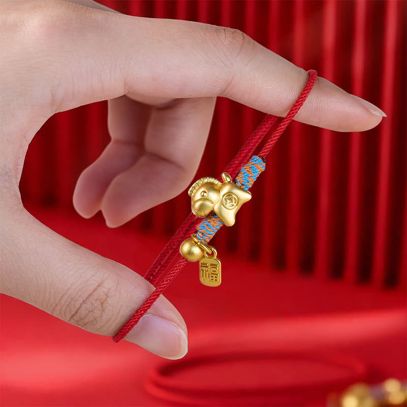Year Of The Horse Fu Character Handwoven String Luck Connection Bracelet