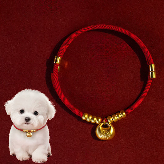 Red String Bead Protection Adjustable Cats Small Dogs Pet Collar
