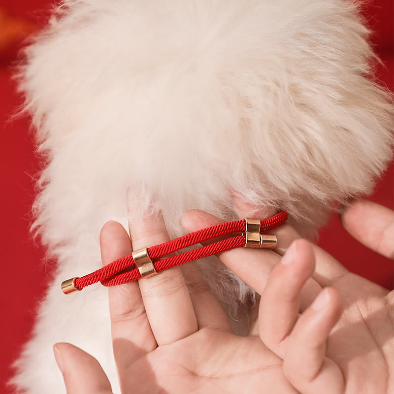 Metal Pendant Red String Peace Joy Blessing Protection Adjustable Cats Small Dogs Pet Collar