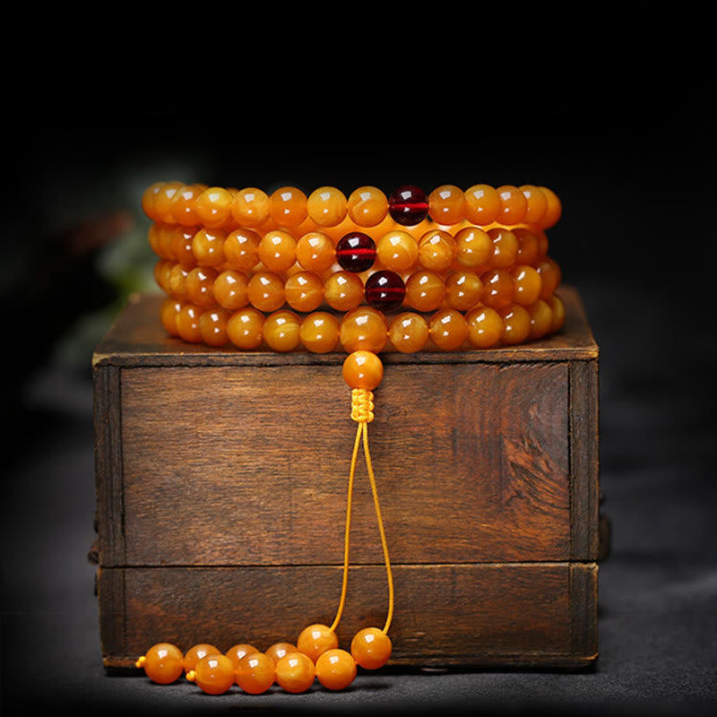Tibetan Amber Round Bead Mala