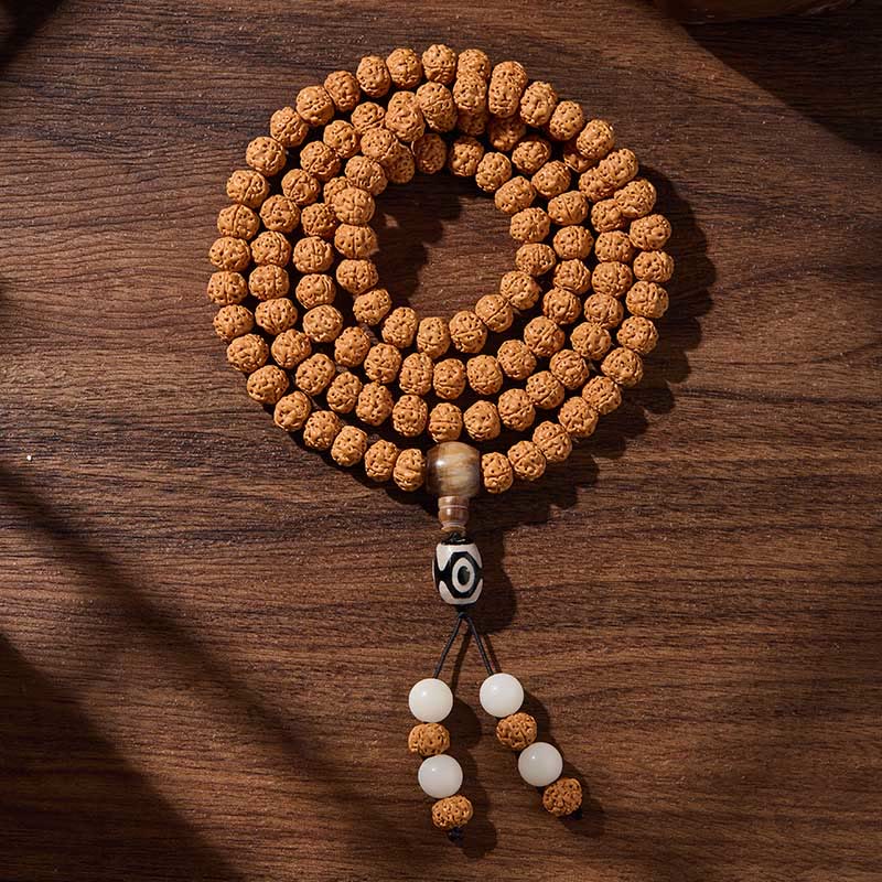 Tibetan 108 Beads Bodhi Seed Three-eyed Dzi Bead Auspiciousness Mala