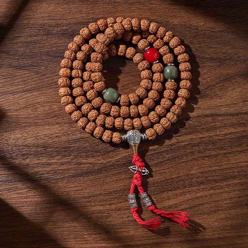 Tibetan 108 Beads Bodhi Seed Three-eyed Dzi Bead Auspiciousness Mala