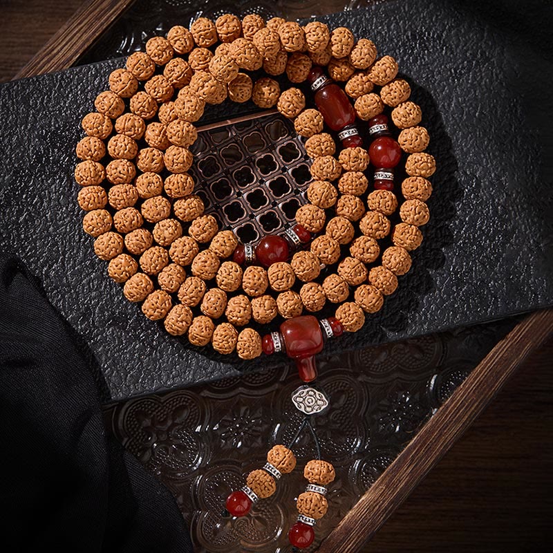 Tibetan 108 Beads Bodhi Seed Three-eyed Dzi Bead Auspiciousness Mala