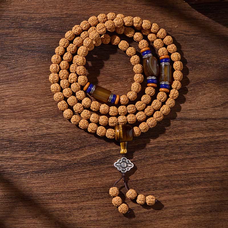 Tibetan 108 Beads Bodhi Seed Three-eyed Dzi Bead Auspiciousness Mala