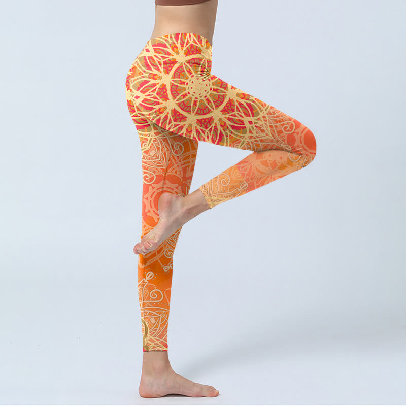Symmetrical Geometric Pattern Print Gym Leggings Women's Yoga Pants