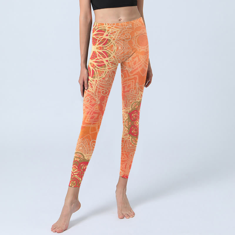 Symmetrical Geometric Pattern Print Gym Leggings Women's Yoga Pants