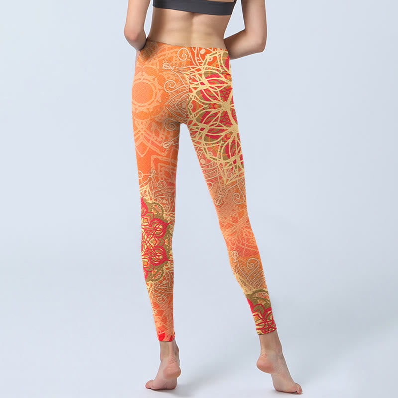 Symmetrical Geometric Pattern Print Gym Leggings Women's Yoga Pants