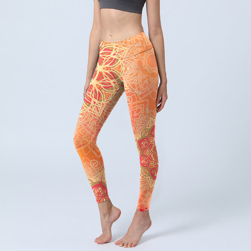 Symmetrical Geometric Pattern Print Gym Leggings Women's Yoga Pants