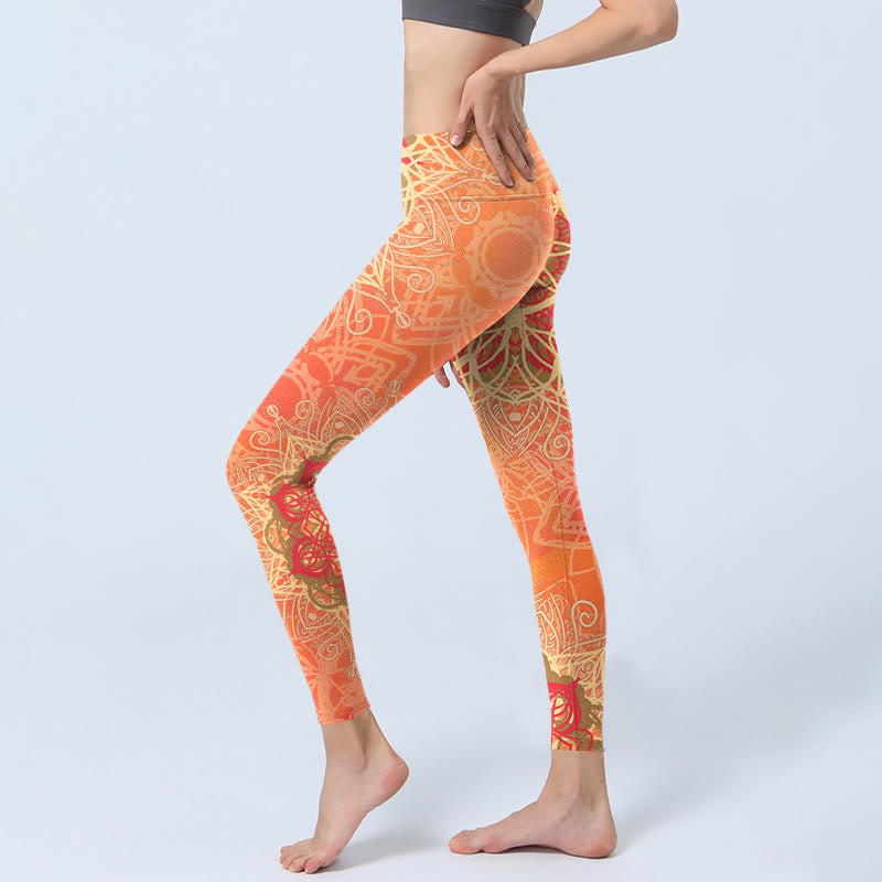Symmetrical Geometric Pattern Print Gym Leggings Women's Yoga Pants