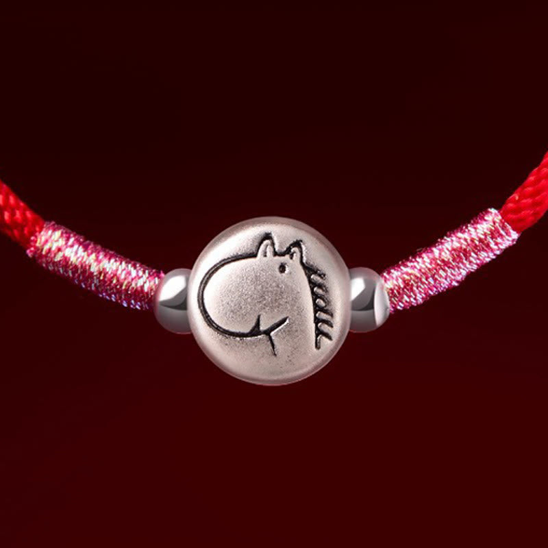Year of the Horse 999 Sterling Silver Red String Luck Bracelet