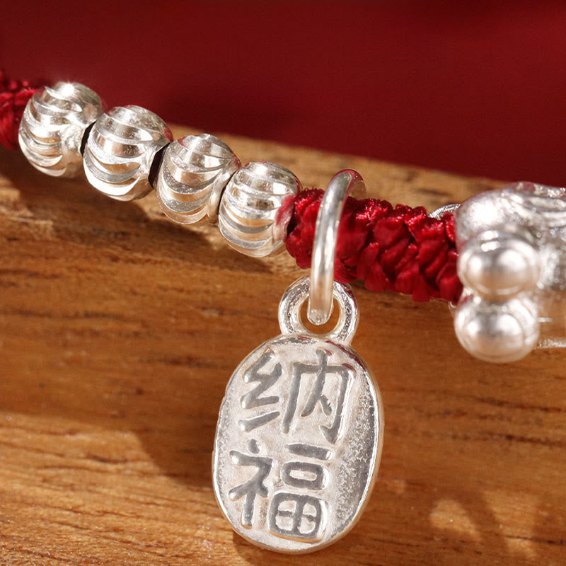 Year Of The Horse Cinnabar Hetian Jade 999 Sterling Silver Red String Concentration Bracelet