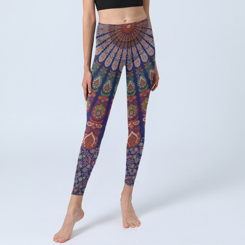 Exquisite Flower Paisley Pattern Gym Leggings Women's Yoga Pants